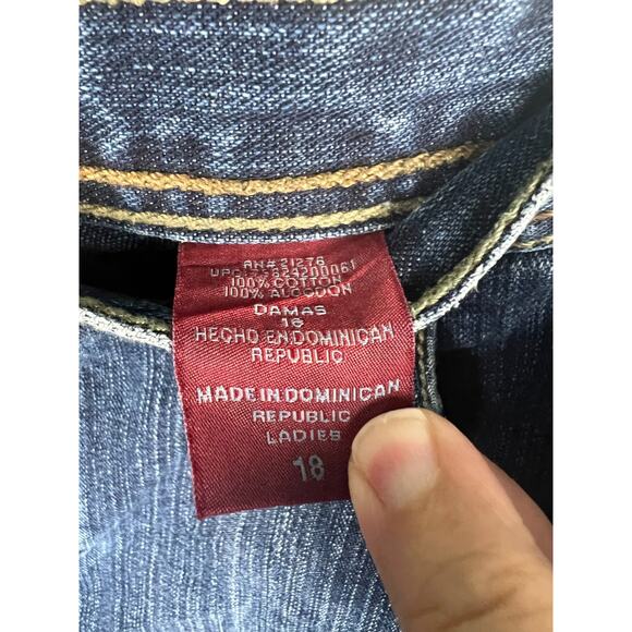 Vtg Faded Glory Shorts Womens 18 Y2K High Waist Denim Blue Jean Long 7" Inseam - Picture 3 of 6